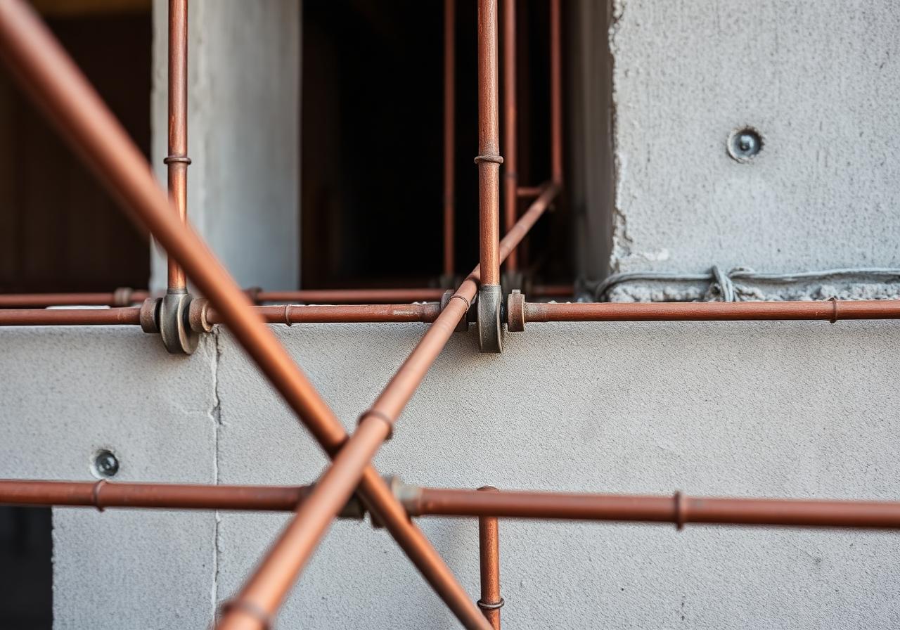 Bewehrungsstäbe vor Betonwand